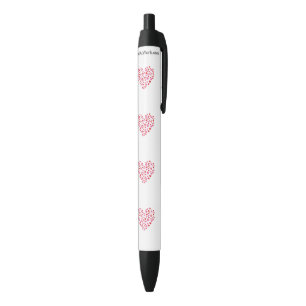 Red And Pink Hearts Black Ink Pen