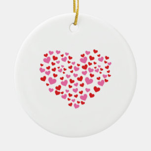 Red And Pink Hearts Ceramic Ornament