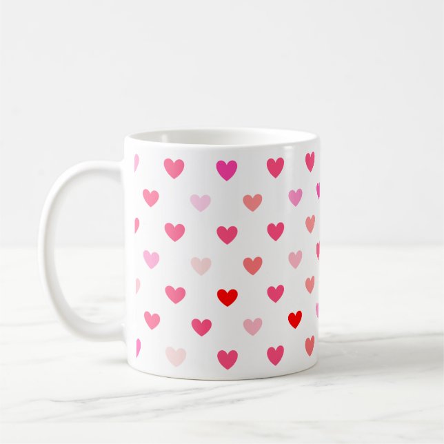 Red and Pink Hearts Coffee Mug (Left)