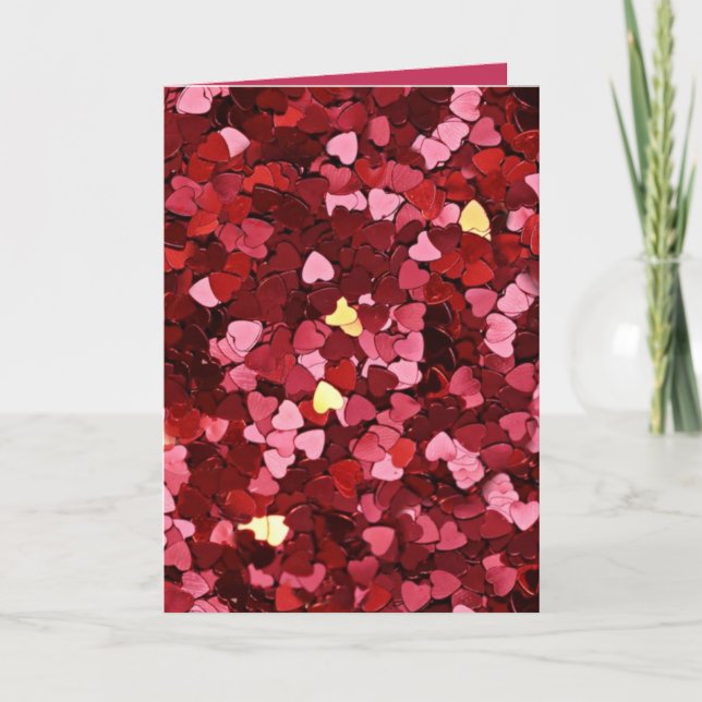 Red and Pink Hearts Confetti Happy Valentine's Day Card (Front)