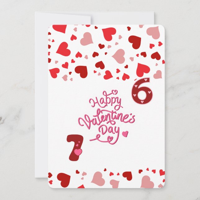 Red and Pink Hearts Happy Valentine's Day Card (Front)