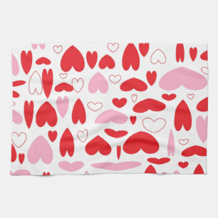 Red And Pink Hearts Kitchen Towel