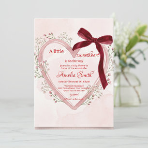Red and Pink Hearts Little Sweetheart Baby Shower Invitation
