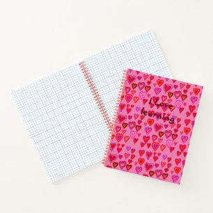 Red and pink hearts notebook