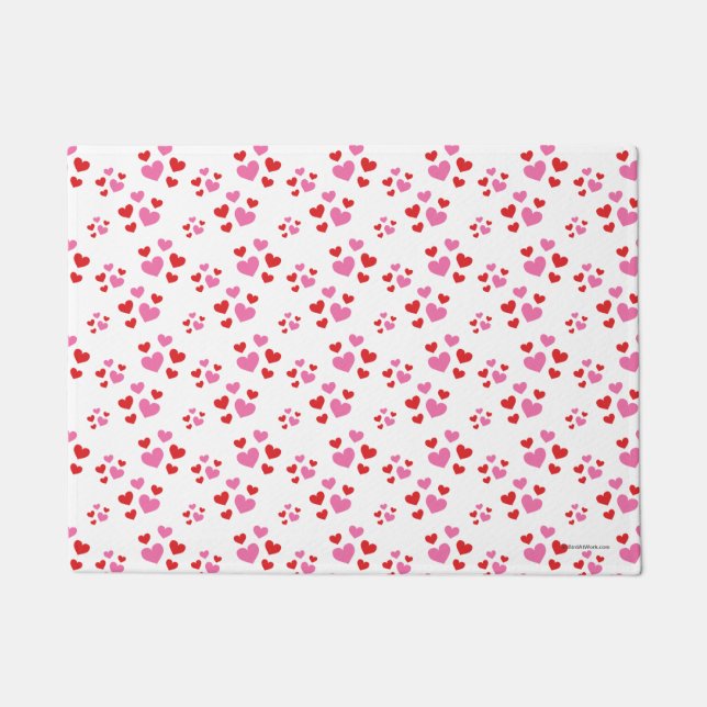 Red And Pink Hearts Pattern Doormat (Front)