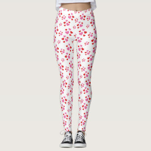 Red And Pink Hearts Pattern Leggings