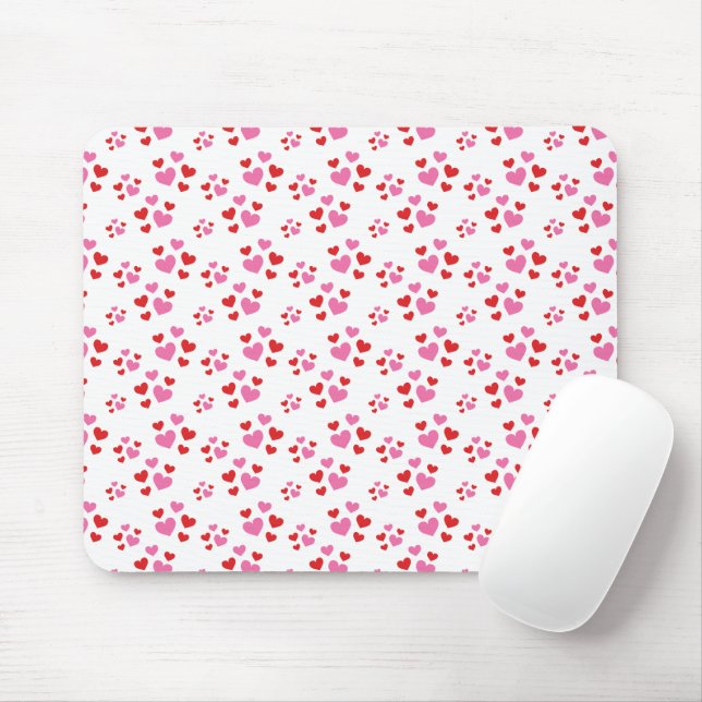 Red And Pink Hearts Pattern Mouse Pad (With Mouse)