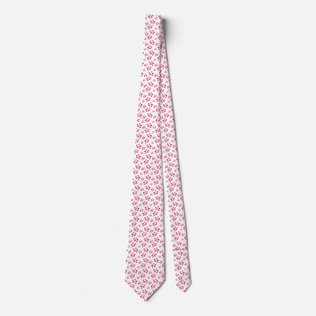 Red And Pink Hearts Pattern Tie (Front)