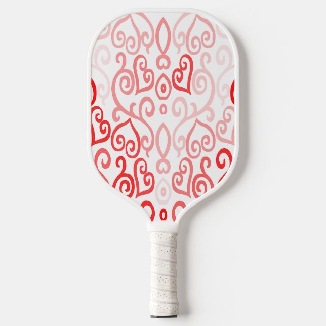 Red and Pink Hearts Pickleball Paddle (Front)
