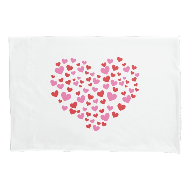 Red And Pink Hearts Pillowcase (Front)