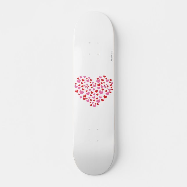Red And Pink Hearts Skateboard (Front)