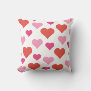 Red and Pink Hearts square pillow