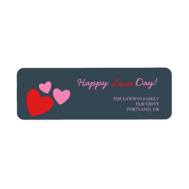 Red and Pink Hearts -valentine 's day label (Front)