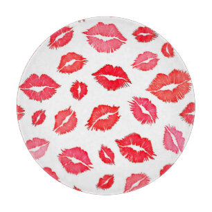 Red and Pink Lip Pattern Art Cutting Board