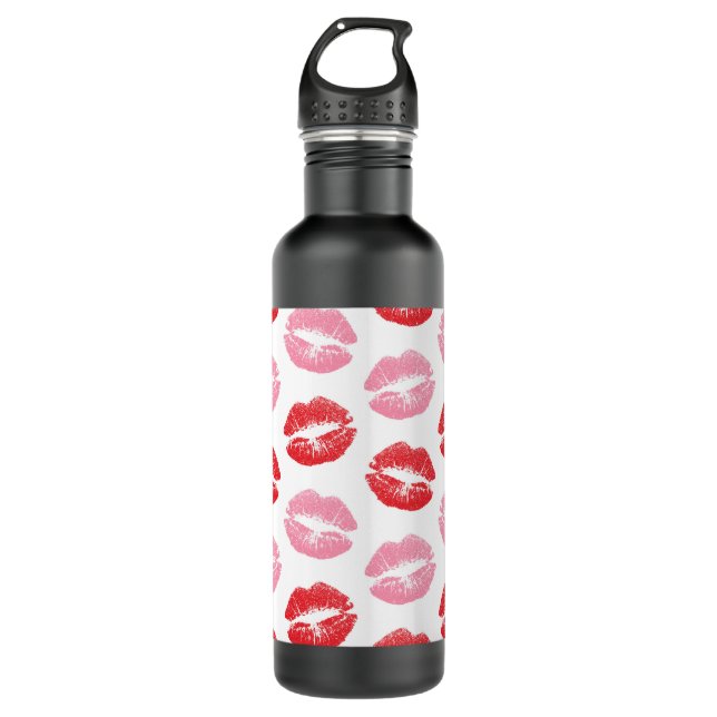 Red and Pink Lips, Pattern Of Lips, Lipstick, Kiss 710 Ml Water Bottle (Front)