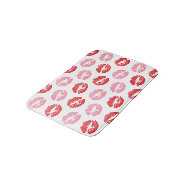 Red and Pink Lips, Pattern Of Lips, Lipstick, Kiss Bath Mat (Angled)
