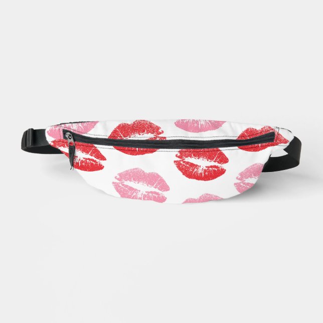 Red and Pink Lips, Pattern Of Lips, Lipstick, Kiss Fanny Pack (Front)