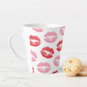 Red and Pink Lips, Pattern Of Lips, Lipstick, Kiss Latte Mug