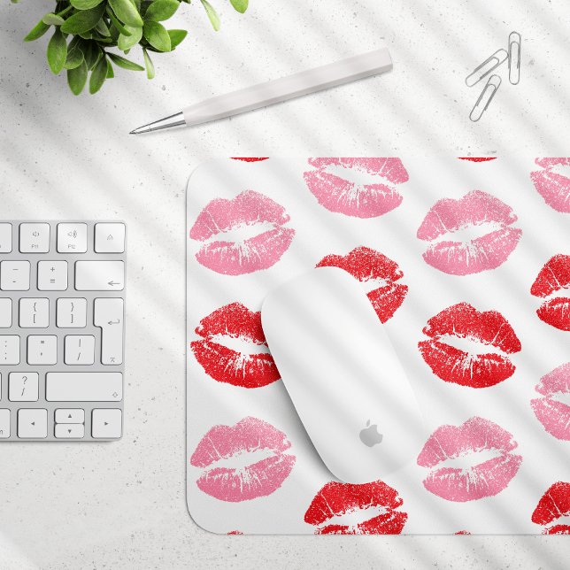 Red and Pink Lips, Pattern Of Lips, Lipstick, Kiss Mouse Pad (Creator Uploaded)