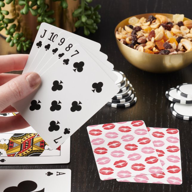 Red and Pink Lips, Pattern Of Lips, Lipstick, Kiss Playing Cards (In Situ)