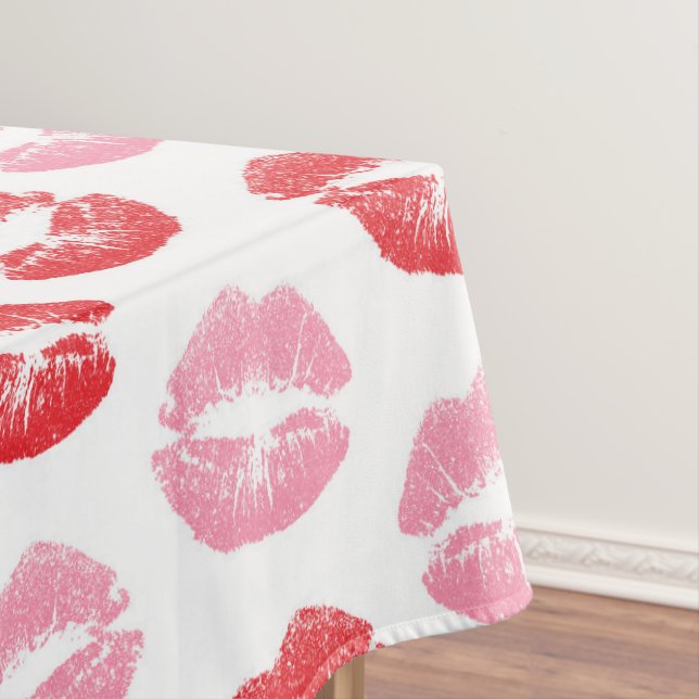 Red and Pink Lips, Pattern Of Lips, Lipstick, Kiss Tablecloth (In Situ)