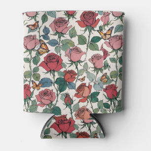 Red and Pink Long Stem Roses with Butterflies Can Cooler