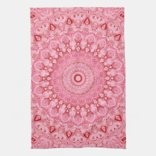 Red and Pink Mandala Pattern Design Kitchen Towel