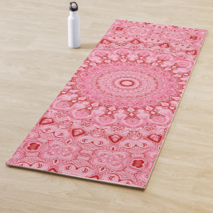 Red and Pink Mandala Pattern Design Yoga Mat