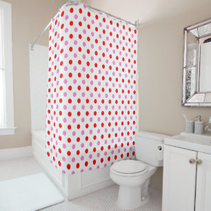Red and Pink On White Polka Dots Design