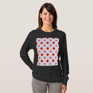 Red and Pink On White Polka Dots Design T-Shirt