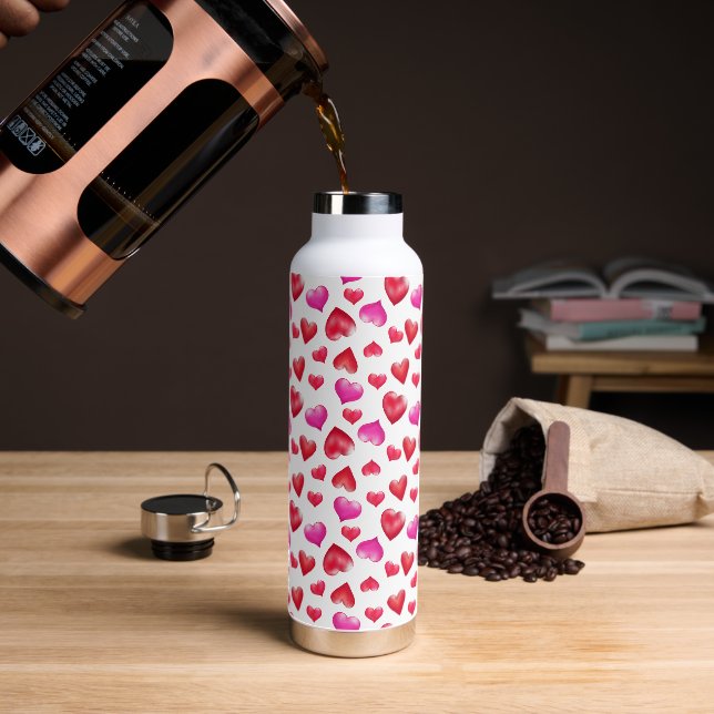 Red and Pink Painted Hearts  Water Bottle (Coffee)