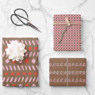 Red and Pink Painted Rustic Kraft Paper Christmas