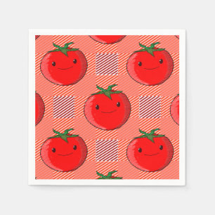 Red and Pink Plaid Tomato Tartan Pattern Napkin