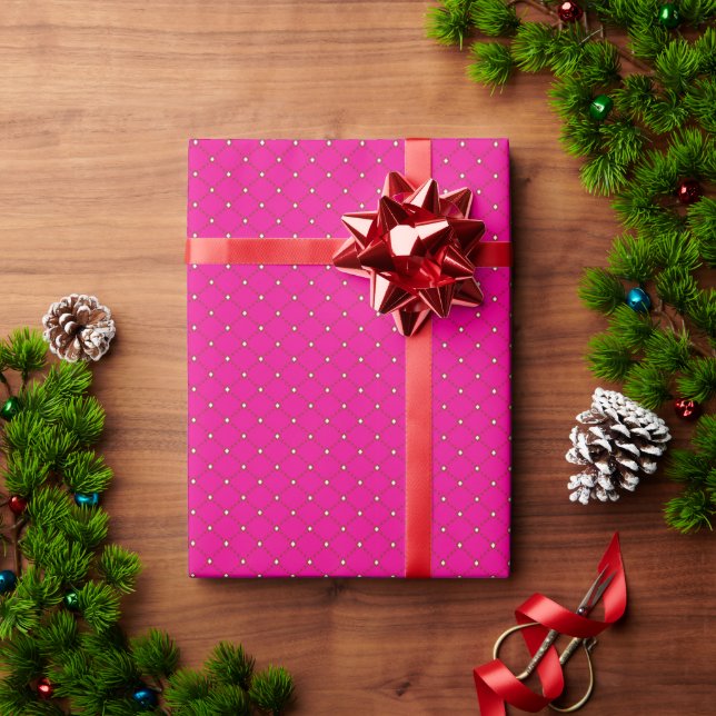 Red and pink polka dot wrapping paper with evenly  (Holiday Gift)