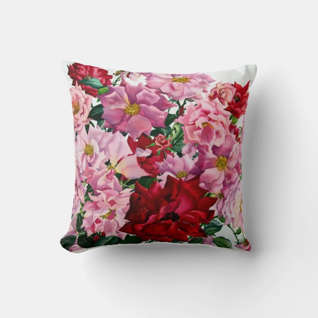 Red and Pink Roses 2008 Throw Pillow (Front)