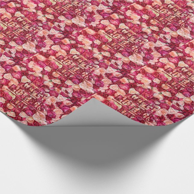 Red and Pink Roses Floral Happy Mother's Day Wrapping Paper (Corner)