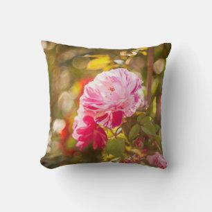 Red and pink roses throw pillow
