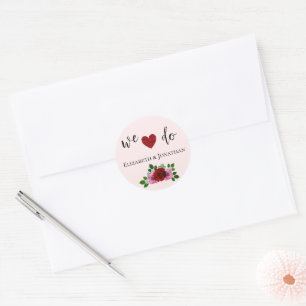 Red and Pink Roses Wedding Classic Round Sticker