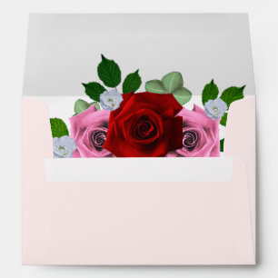 Red and Pink Roses Wedding Envelope