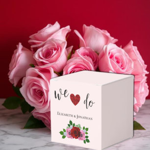 Red and Pink Roses Wedding Favor Box