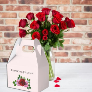Red and Pink Roses Wedding Favor Box