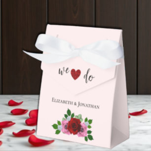 Red and Pink Roses Wedding Favor Box