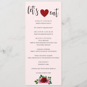Red and Pink Roses Wedding Menu