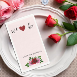 Red and Pink Roses Wedding Napkin