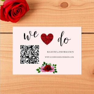 Red and Pink Roses Wedding Registry Enclosure Card