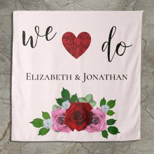 Red and Pink Roses Wedding Tapestry
