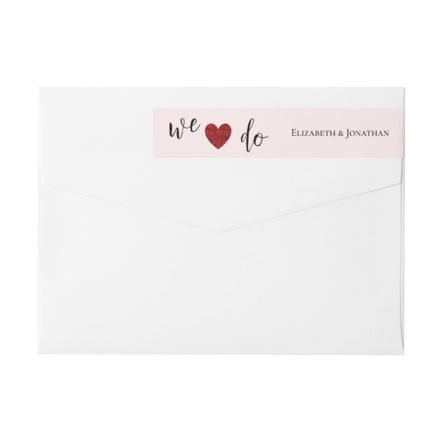 Red and Pink Roses Wedding Wrap Around Label (Back)
