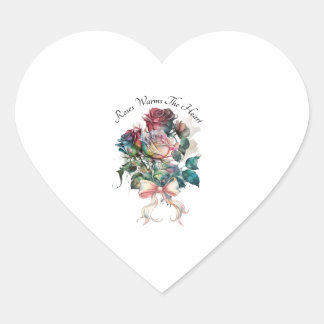 Red and pink roses with a bow  heart sticker