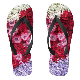 Red and Pink Roses with Colourful Gypsophila Flip Flops
