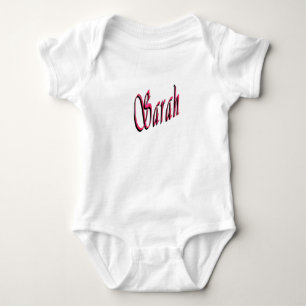 Red And Pink Sara Name, Baby Bodysuit